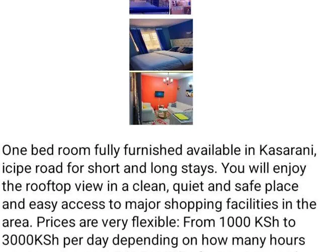 Akb Fully Furnished One Bedroom For Short And Long Stays In Kasarani - Icipe Road