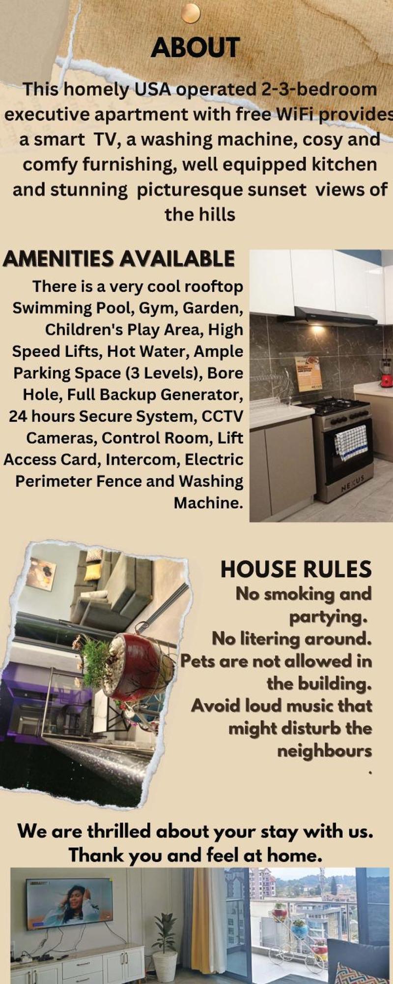 Stayrest Safari Tours New 3 Bedroom In Kilimani With Rooftop Pool
