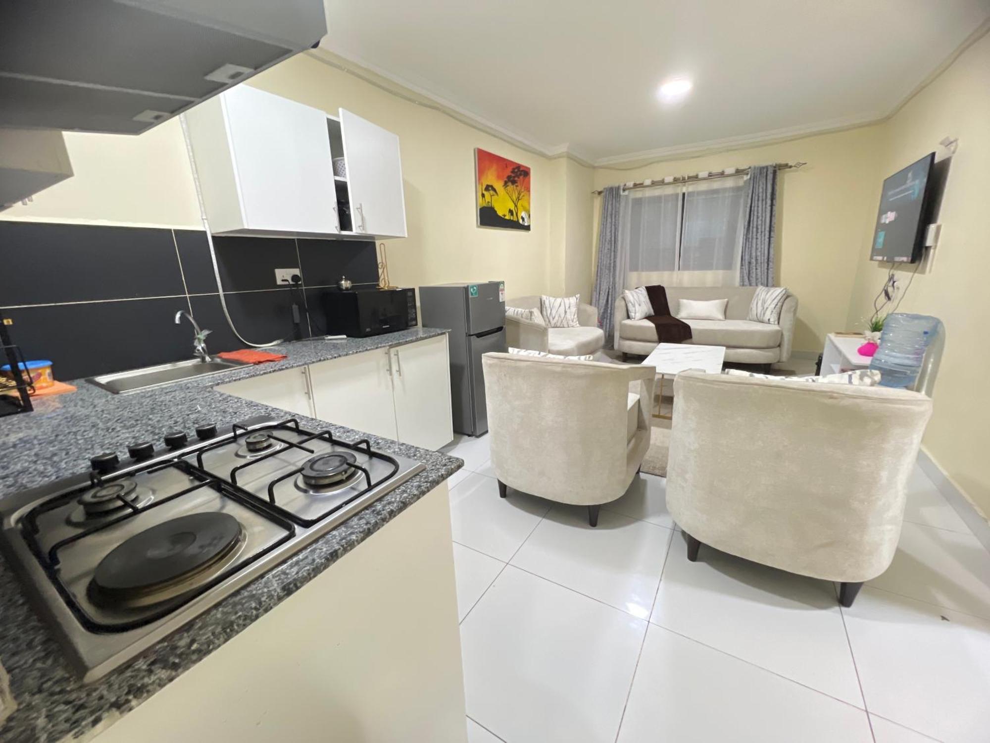 Apartment Fully Furnished 2 Bedroom With A Spacious Balcony Behind Gateway Mall 10 Minutes To Jkia,5min To Sgr With Ac,washing Machine And Lift *